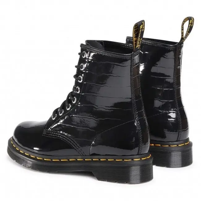Giày Dr. Martens 1460 W Black Patent Croc Emboss Ankle Boots 26262001 - Ảnh 4