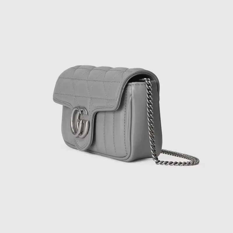 Túi Gucci GG Marmont Super Mini Grey Leather 476433-DTD5N-1711 - Ảnh 4