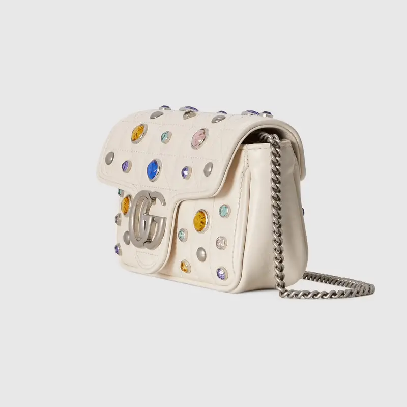 Túi Gucci GG Marmont Super Mini White Leather 476433-DTD8X-9171 - Ảnh 4