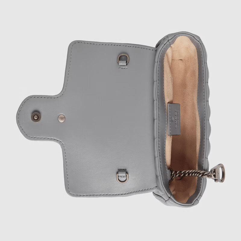 Túi Gucci GG Marmont Super Mini Grey Leather 476433-DTD5N-1711 - Ảnh 2