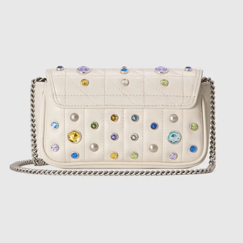 Túi Gucci GG Marmont Super Mini White Leather 476433-DTD8X-9171 - Ảnh 3