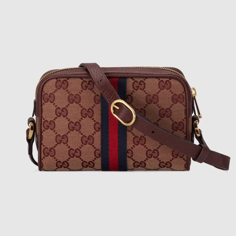 Túi Gucci Ophidia Mini With Web Beige And Burgundy Original GG Canvas 517350-9Y9MS-9864 - Ảnh 3