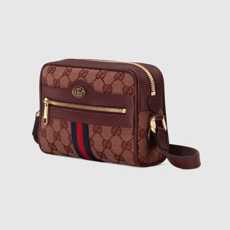 Túi Gucci Ophidia Mini With Web Beige And Burgundy Original GG Canvas 517350-9Y9MS-9864 - Ảnh 4