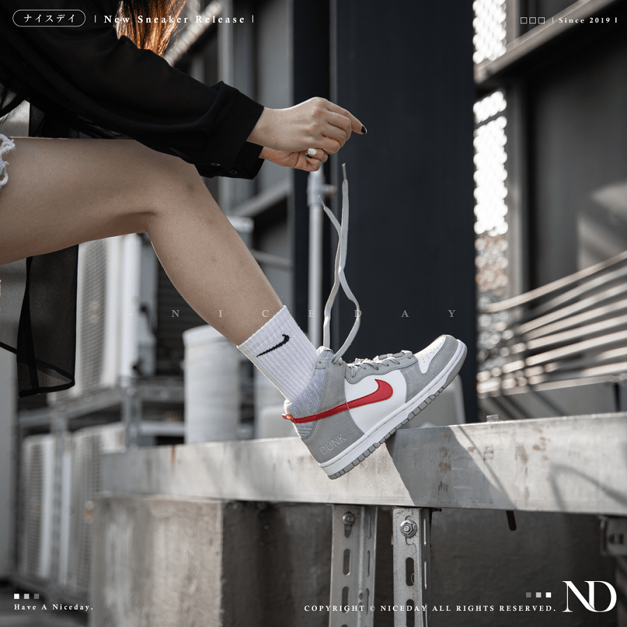 Giày Nike Dunk High Athletic Club Grey Red GS DH9750-001 - Ảnh 5