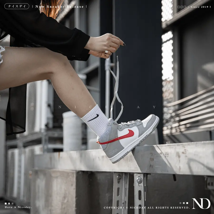Giày Nike Dunk High Athletic Club Grey Red GS DH9750-001 - Ảnh 5