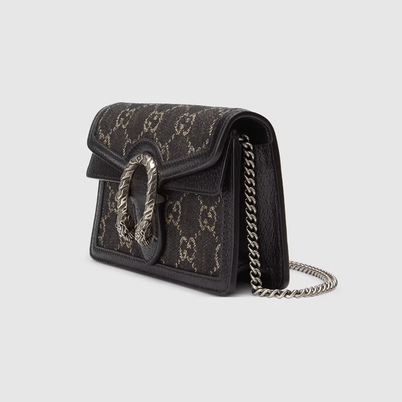 Túi Gucci Dionysus GG Super Mini Black And ivory GG Denim Jacquard 476432-UN3BN-1274 - Ảnh 4