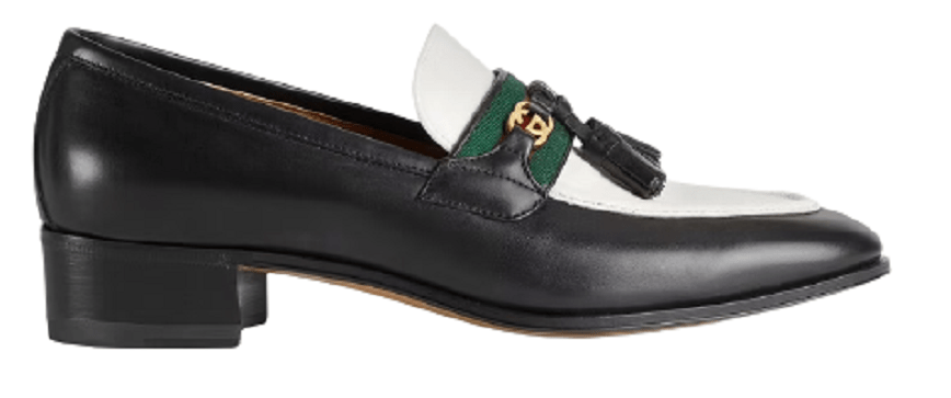 Giày Gucci Loafer With Web And Interlocking G White And Black Leather 674662-1W6B0-1170