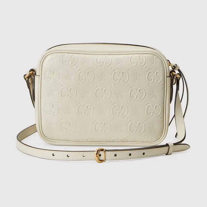 Túi Gucci Small GG Star Shoulder White Leather 675776-UF2AG-9022 - Ảnh 3