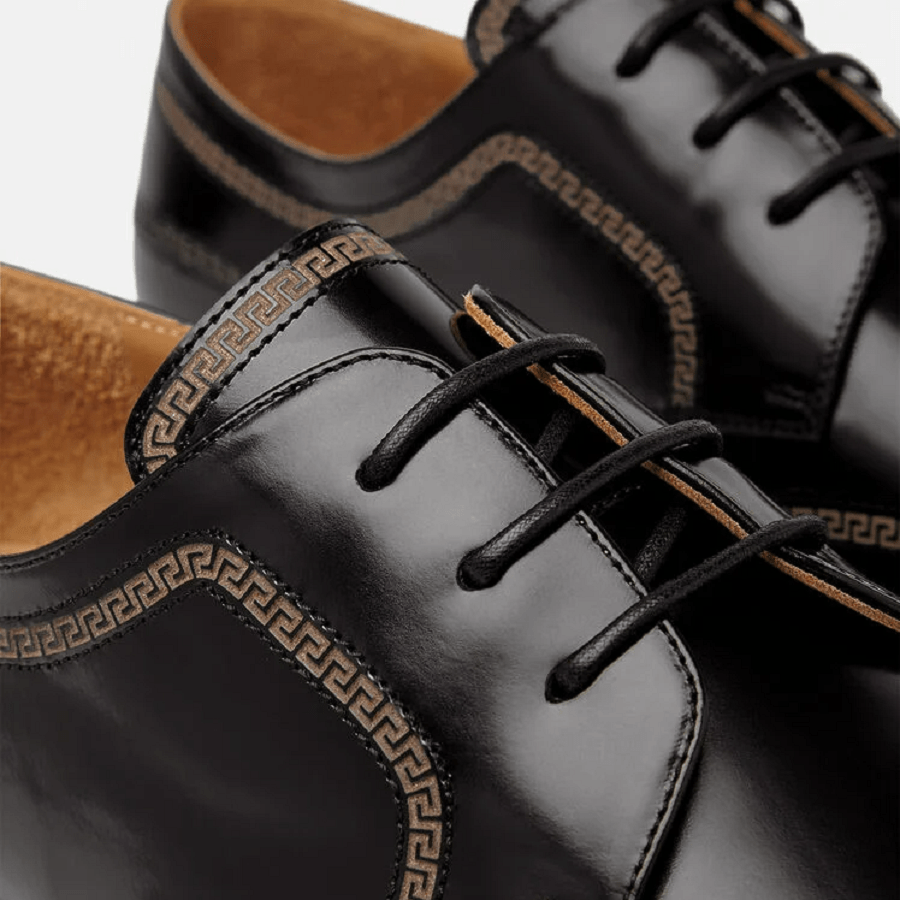 Giày Versace Greca Leather Lace Up Black 1000773-D9VAC-1B000 - Ảnh 5