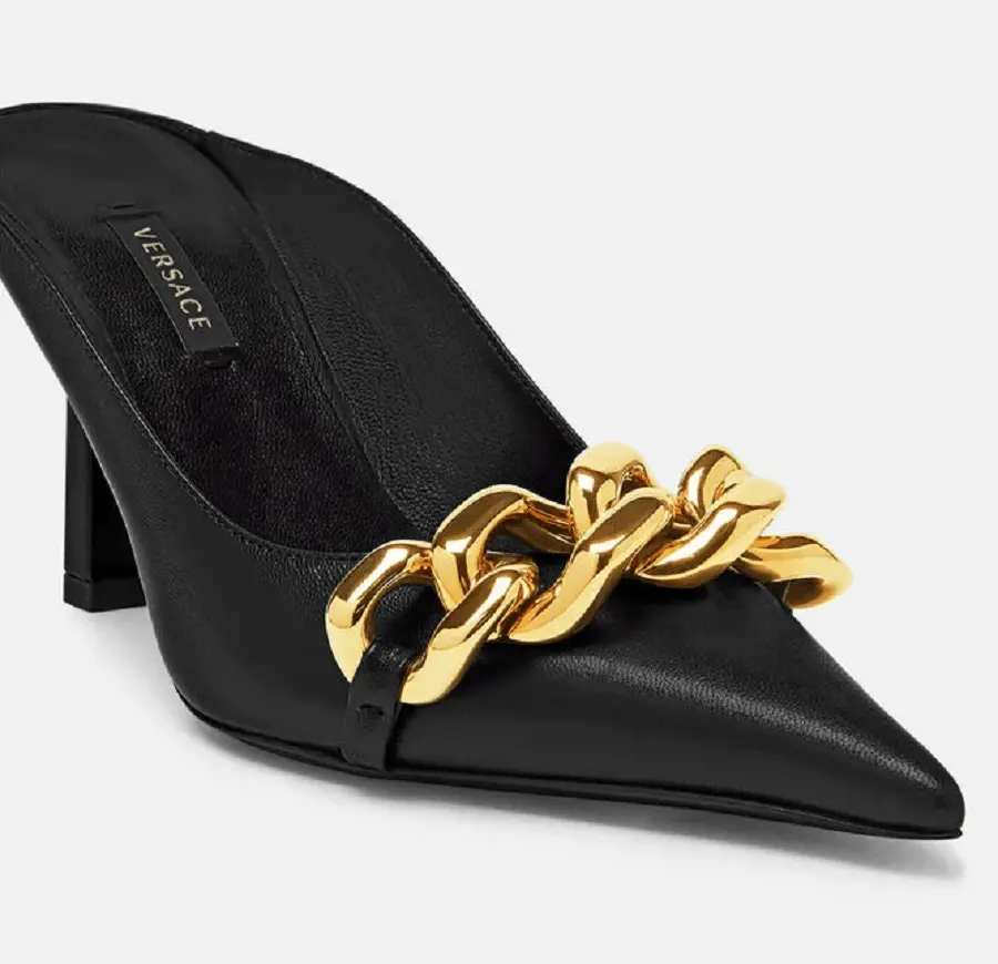 Giày Versace Medusa Chain Nappa Leather Mules 1000840-DNA32-1B00V - Ảnh 3