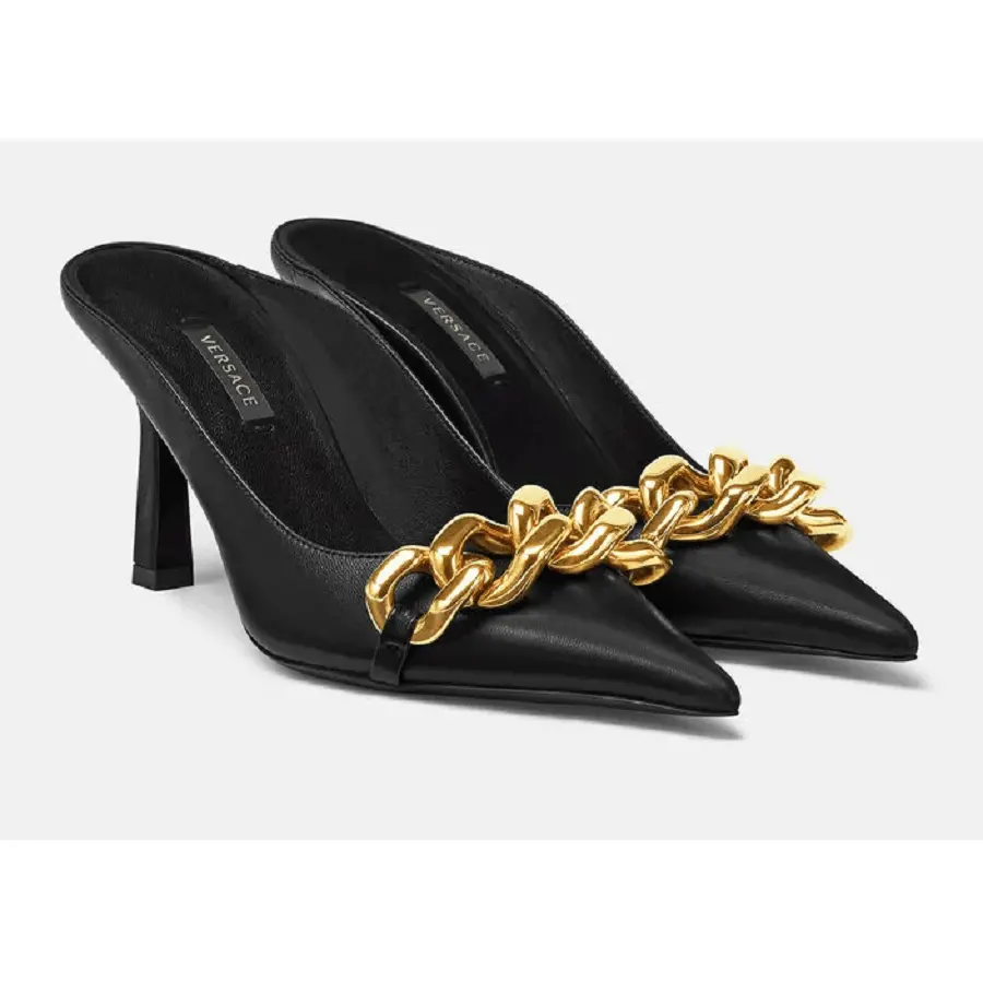 Giày Versace Medusa Chain Nappa Leather Mules 1000840-DNA32-1B00V - Ảnh 5
