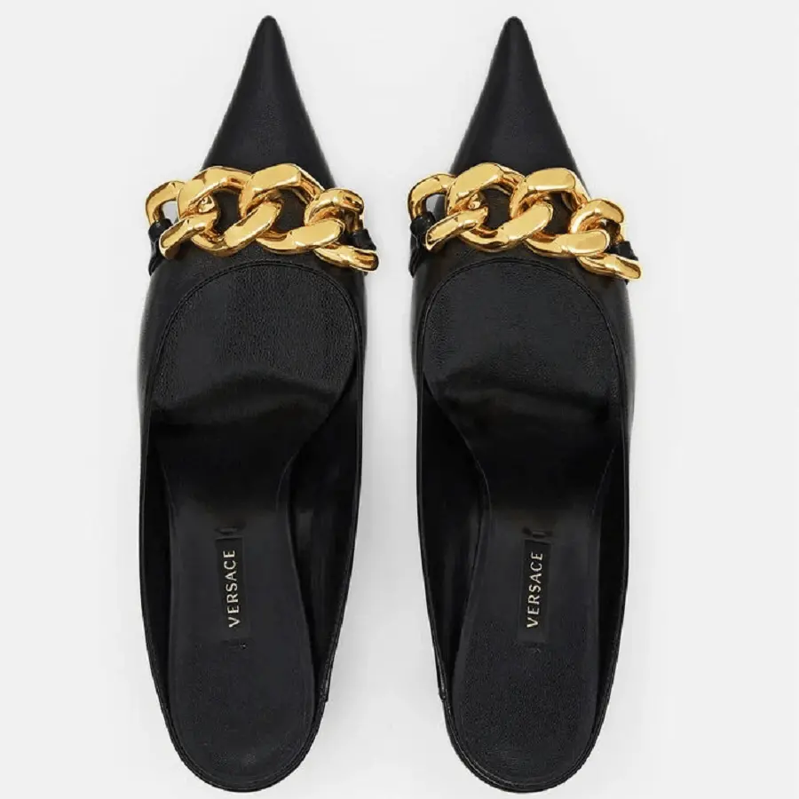Giày Versace Medusa Chain Nappa Leather Mules 1000840-DNA32-1B00V - Ảnh 4