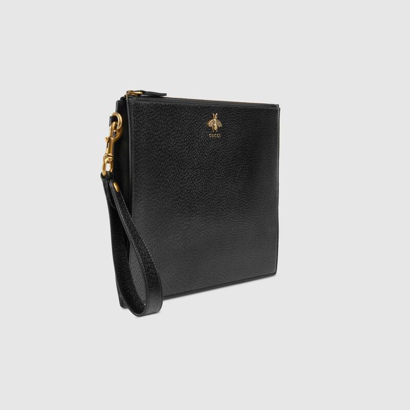 Túi Gucci Animalier Leather Pouch Black 523684 DJ20T 1000 - Ảnh 2
