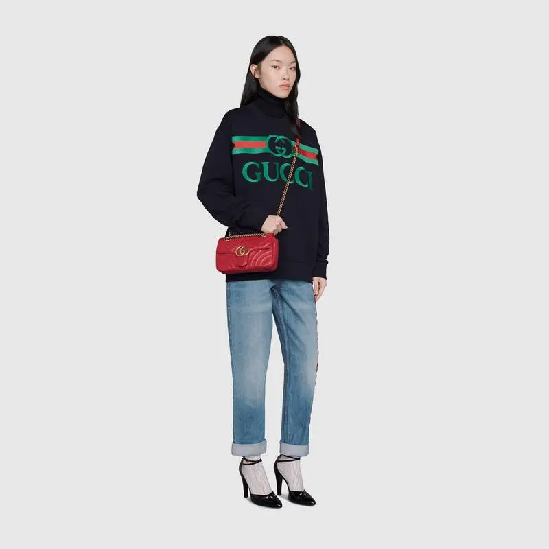 Túi Gucci GG Marmont Matelassé Mini Bag Red 446744 DTDIT 6433 - Ảnh 9