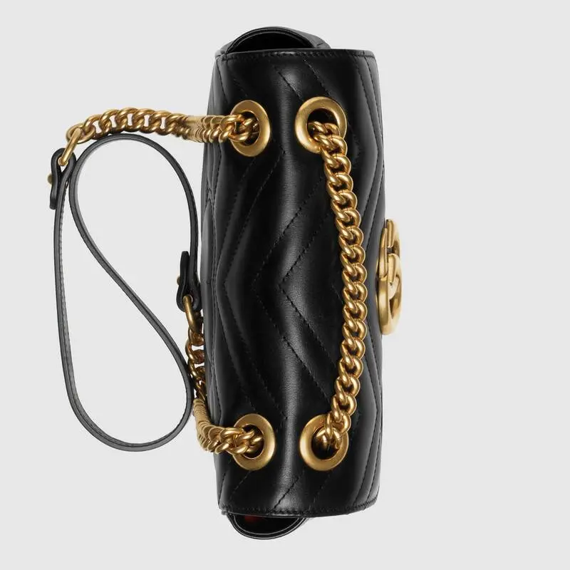 Túi Gucci GG Marmont Mini Bag Matelassé Black Leather 446744 DTDIT 1000 - Ảnh 4