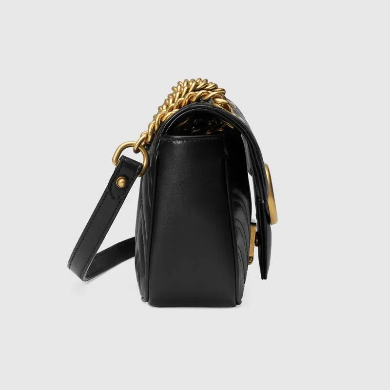 Túi Gucci GG Marmont Mini Bag Matelassé Black Leather 446744 DTDIT 1000 - Ảnh 3