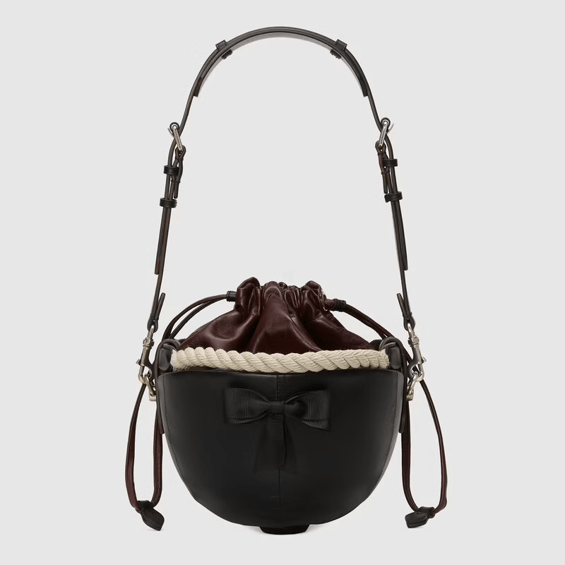 Túi Gucci Small Equesterian Themed Black And Bordeaux Leather 678474-B7EHN-8086 - Ảnh 3