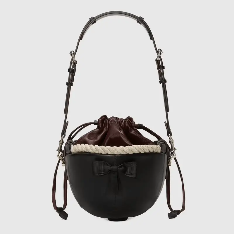 Túi Gucci Small Equesterian Themed Black And Bordeaux Leather 678474-B7EHN-8086 - Ảnh 3