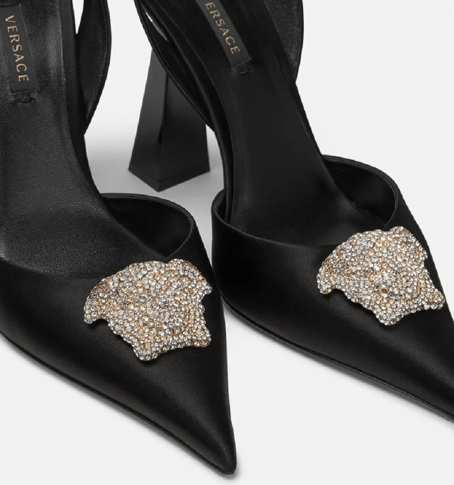 Giày Versace LA Medusa Satin Sling-Back Pumps 1001207-1A00619-1B000 - Ảnh 3