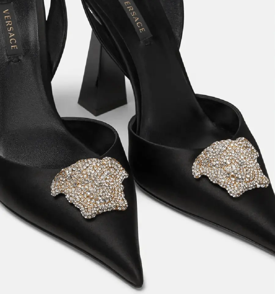 Giày Versace LA Medusa Satin Sling-Back Pumps 1001207-1A00619-1B000 - Ảnh 3