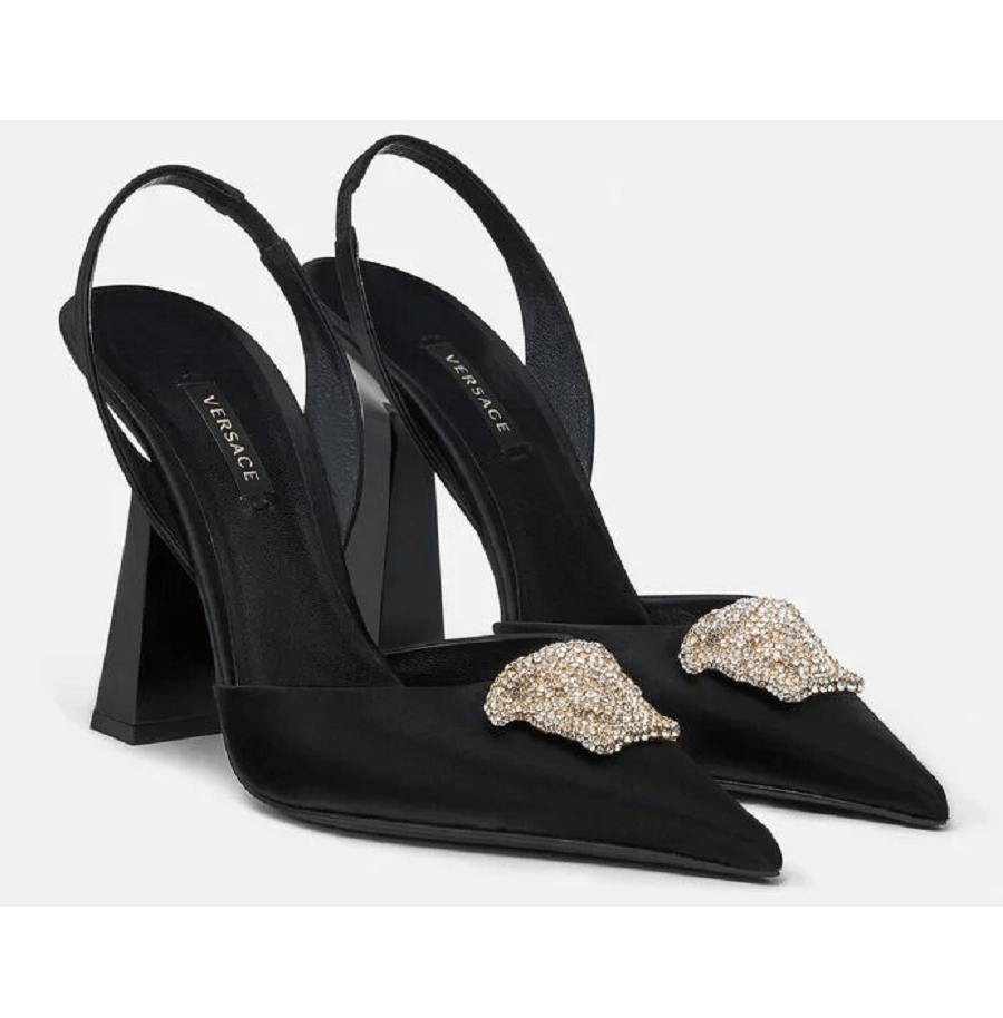 Giày Versace LA Medusa Satin Sling-Back Pumps 1001207-1A00619-1B000 - Ảnh 4