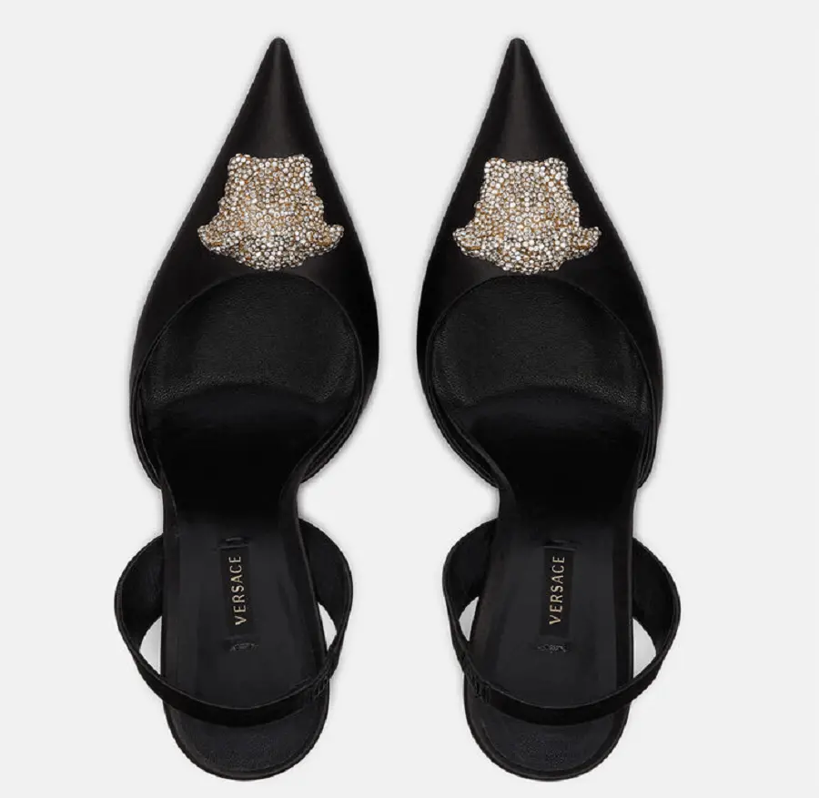 Giày Versace LA Medusa Satin Sling-Back Pumps 1001207-1A00619-1B000 - Ảnh 5