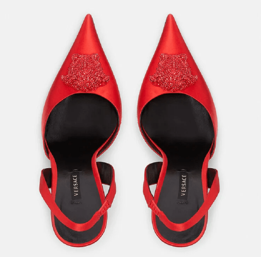 Giày Versace LA Medusa Satin Sling-Back Pumps 1001207-1A00619-1R330 - Ảnh 5