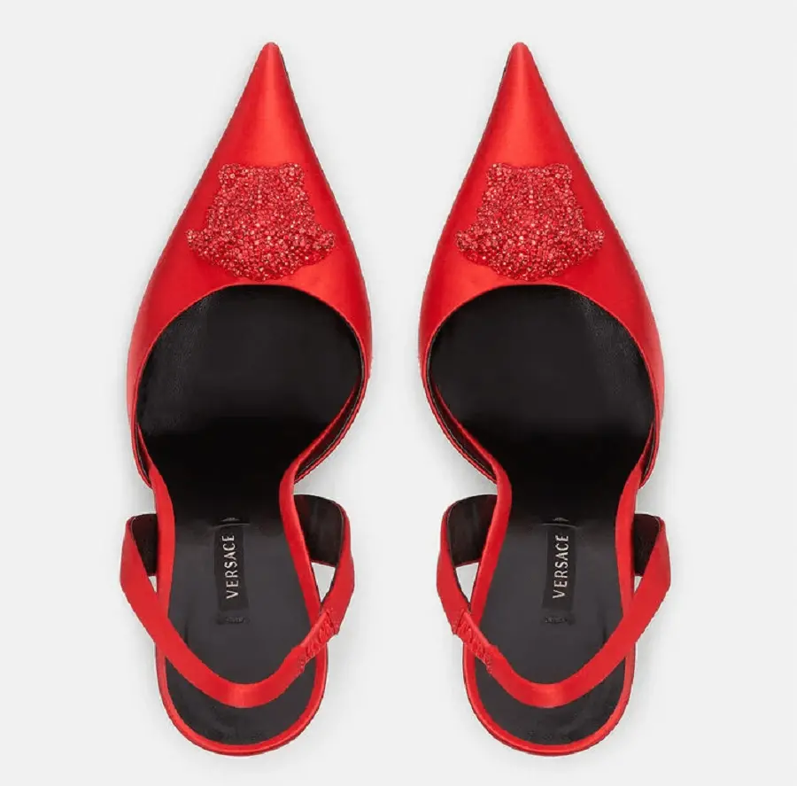 Giày Versace LA Medusa Satin Sling-Back Pumps 1001207-1A00619-1R330 - Ảnh 5