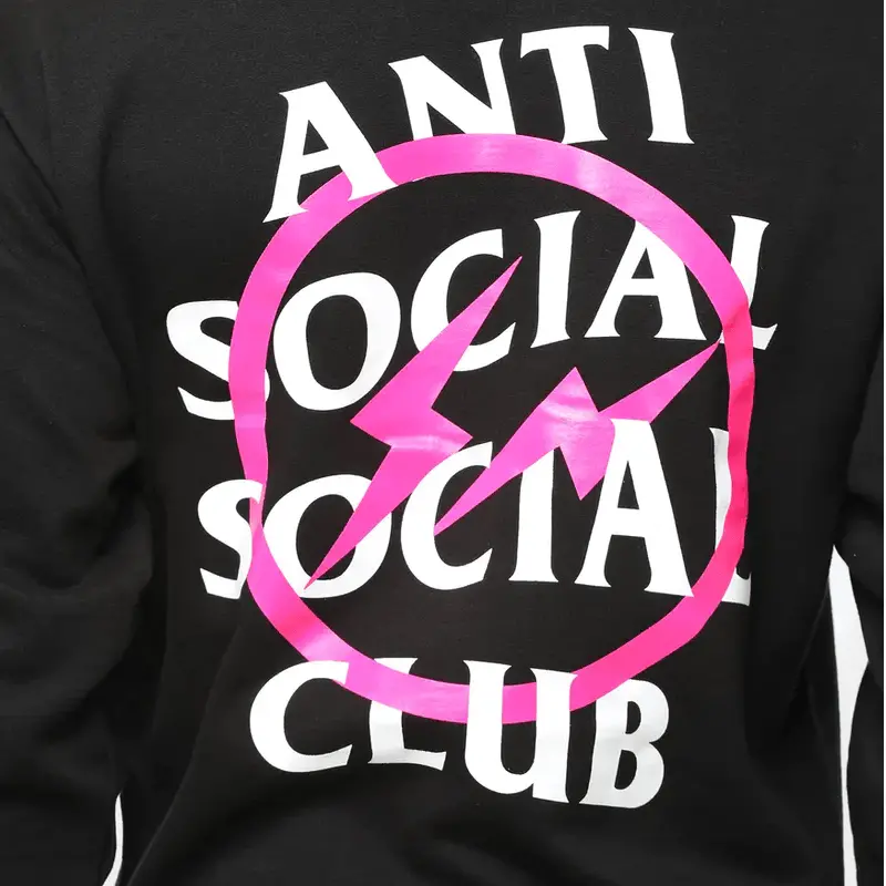 Alternative view of Áo Anti Social Social Club x Fragment Pink Bolt Hoodie Black ASSC-XFPBHBK