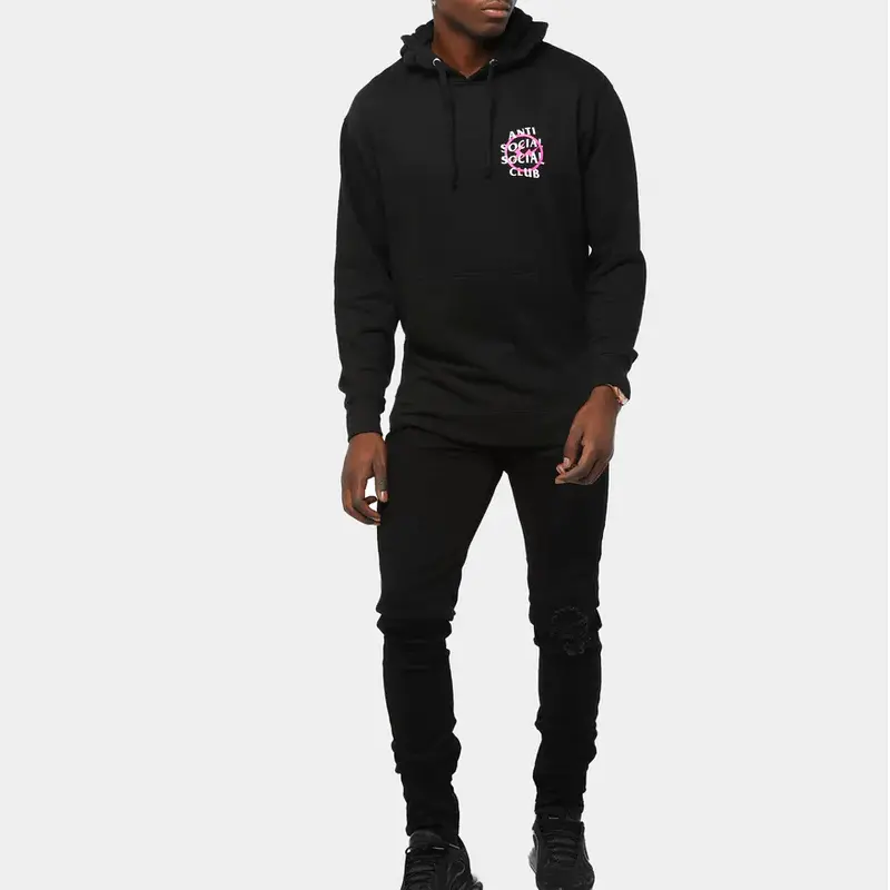 Áo Anti Social Social Club x Fragment Pink Bolt Hoodie Black ASSC-XFPBHBK - Ảnh 4