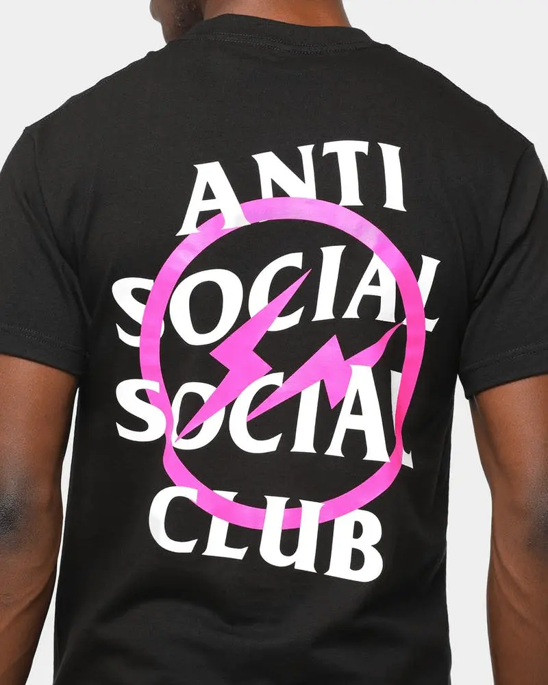 Áo Anti Social Social Club x Fragment Pink Bolt Tee Black ASSC-XFPBTBK - Ảnh 4