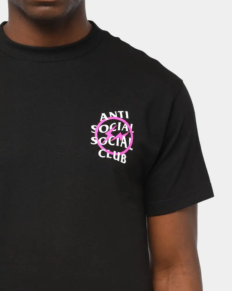 Áo Anti Social Social Club x Fragment Pink Bolt Tee Black ASSC-XFPBTBK - Ảnh 3
