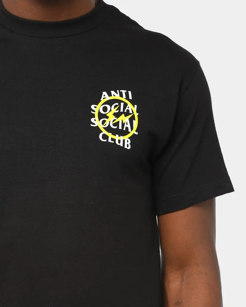 Áo Anti Social Social Club x Fragment Yellow Bolt Tee Black ASSC-XFYBTBK - Ảnh 3