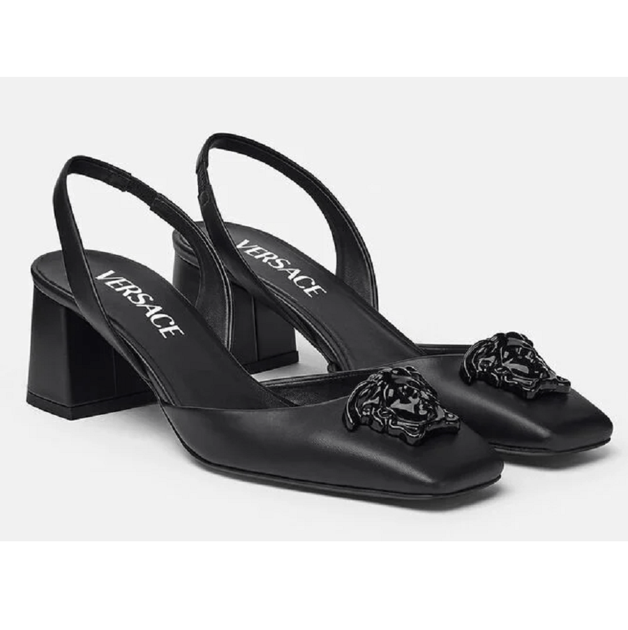 Giày Versace La Medusa Leather Sling-back Pumps 1003138-DVT2P-1B090 - Ảnh 3
