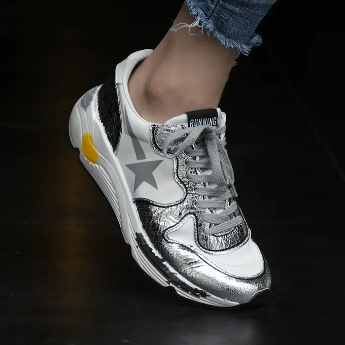 Giày Golden Goose Women's Sneakers Running White Silver GWF00126-F000327-80185 - Ảnh 5