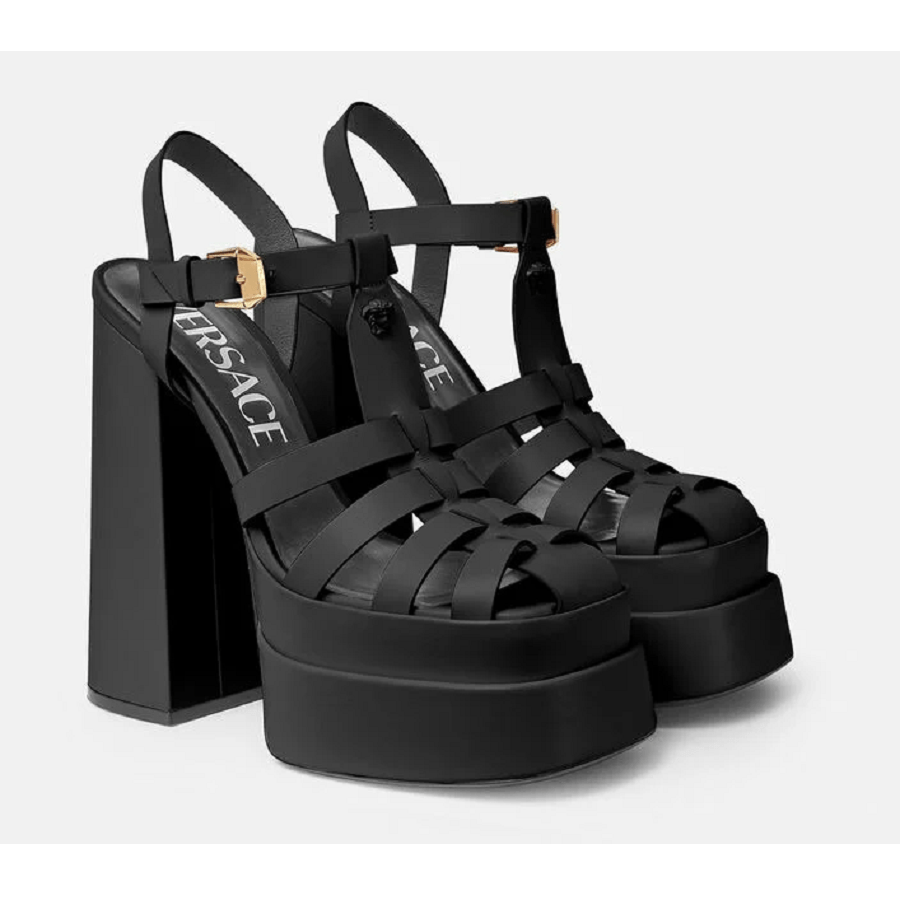 Giày Versace La Medusa Platform Sandals 1003326-DVT2P-1B00V - Ảnh 3
