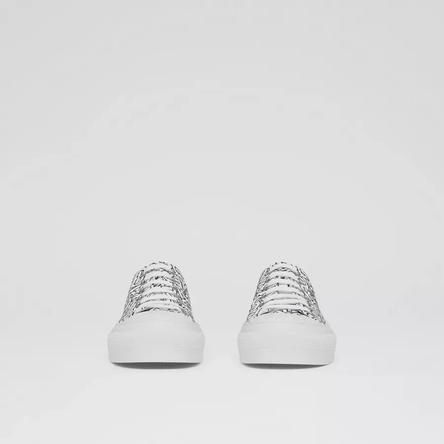 Giày Burberry Monogram Print Cotton 'Optic White' 80505111 - Ảnh 4
