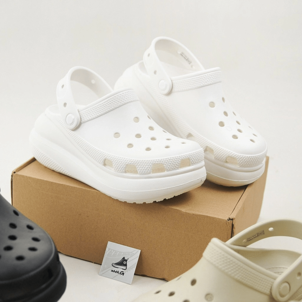 Dép Crocs Classic Crush Clog 'Slides White' 207521-100 - Ảnh 4