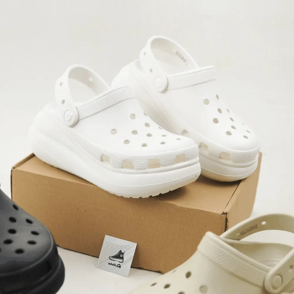 Dép Crocs Classic Crush Clog 'Slides White' 207521-100 - Ảnh 4