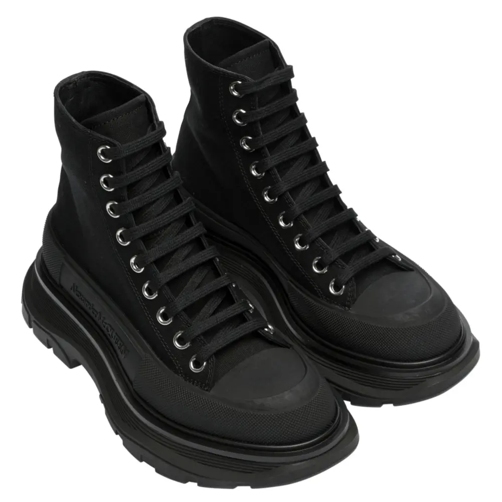 Giày Alexander McQueen Wmns Fashion Black Fabric Hi Top 611706-W4L32-1000 - Ảnh 4