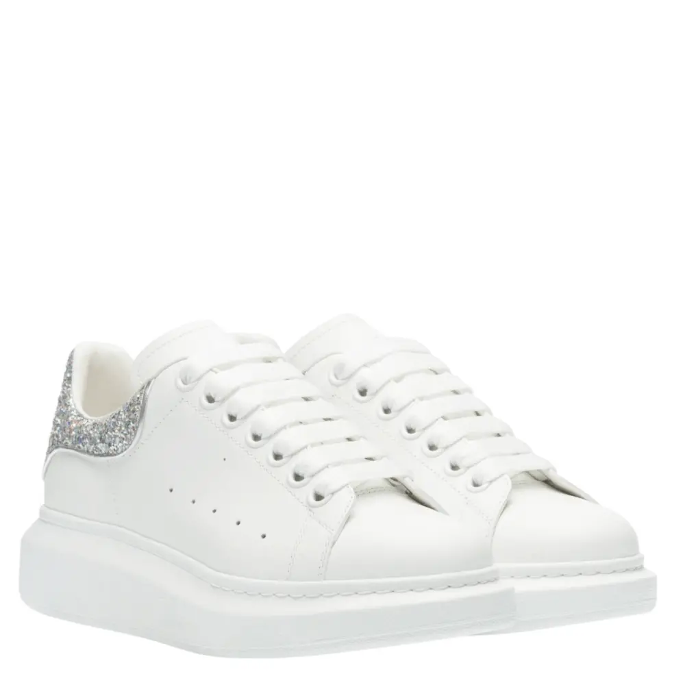 Alternative view of Giày Alexander McQueen Wmns Oversized Sneaker 'White Silver Glitter' 558945-WHTQI-9413