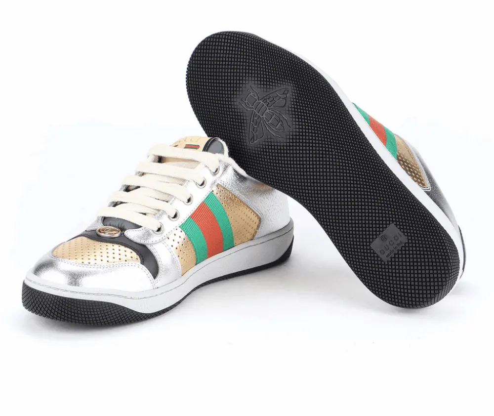 Giày Gucci Wmns Screener 'Silver Gold' 627833-1TR20-8162 - Ảnh 3