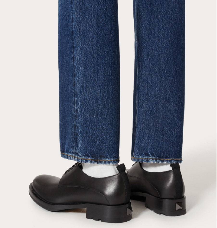 Giày Valentino Roman Stud Calfskin Derby Black WY2S0E56ZQK0NO - Ảnh 5