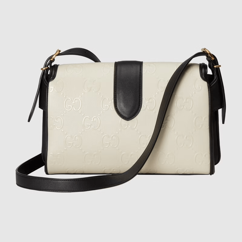 Túi Gucci Medium GG Shoulder White GG Leather 675778-UD9AX-9099 - Ảnh 3