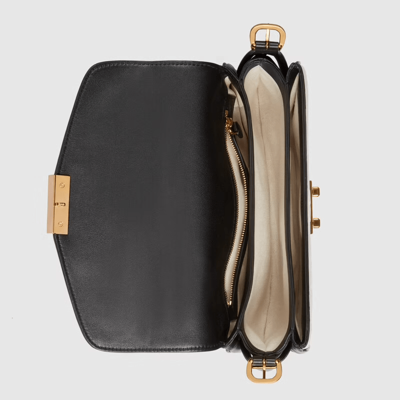 Túi Gucci Medium GG Shoulder White GG Leather 675778-UD9AX-9099 - Ảnh 2