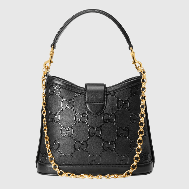Túi Gucci Small GG Shoulder Black Leather 675788-UD9AG-1000 - Ảnh 3