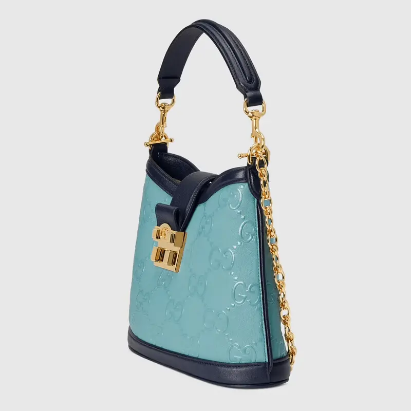 Túi Gucci Small GG Shoulder Blue Leather 675788-UD9AX-4967 - Ảnh 4