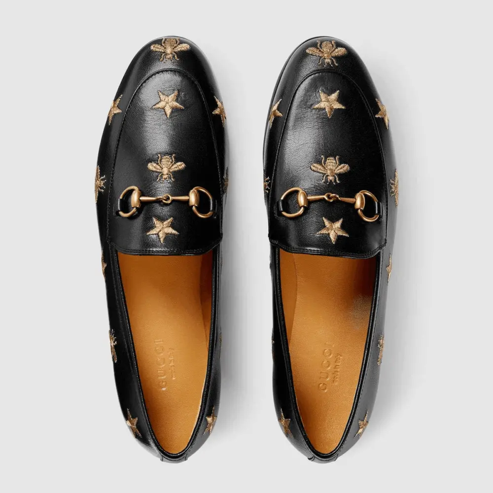 Giày Gucci Jordaan Embroidered Leather Loafer 505281-D3V00-1000 - Ảnh 4