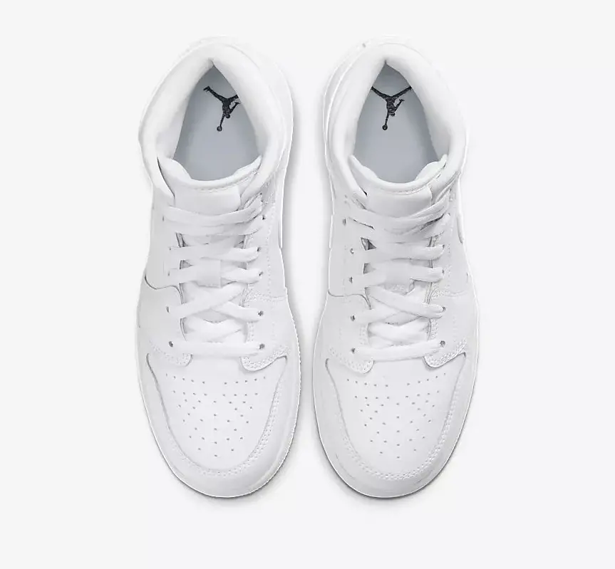 Giày Nike Air Jordan 1 Mid BG 'Triple White' 554725-129 - Ảnh 3