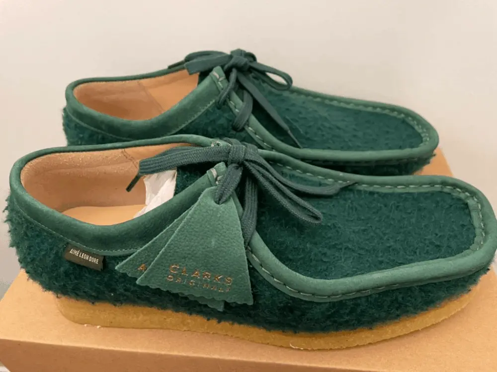 Giày Clarks x Aime Leon Dore Wallabee Casentino Wool 'Dark Green' 261-60880 - Ảnh 3